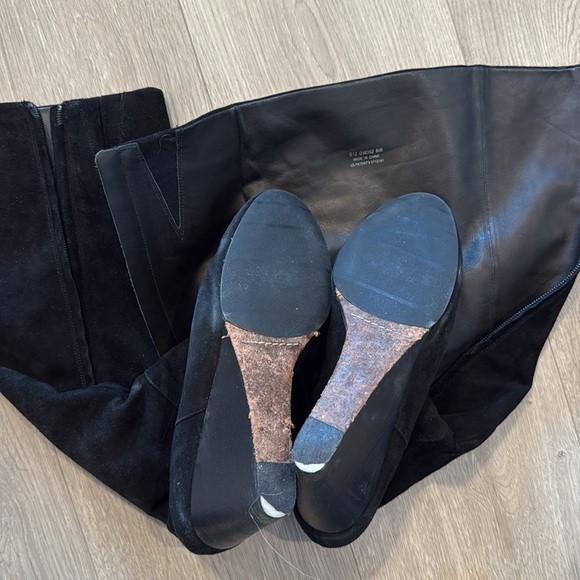 Cole Haan Black Suede Knee-High Wedge Boots - Picture 4 of 4